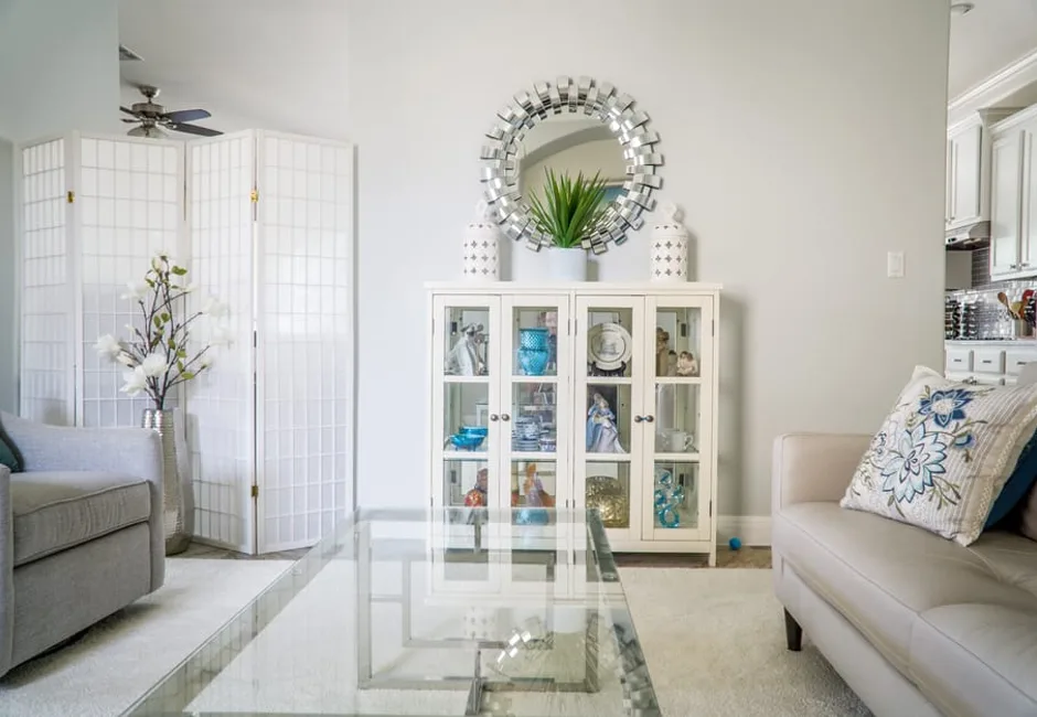 Bright modern living room with clean air and comfortable environment