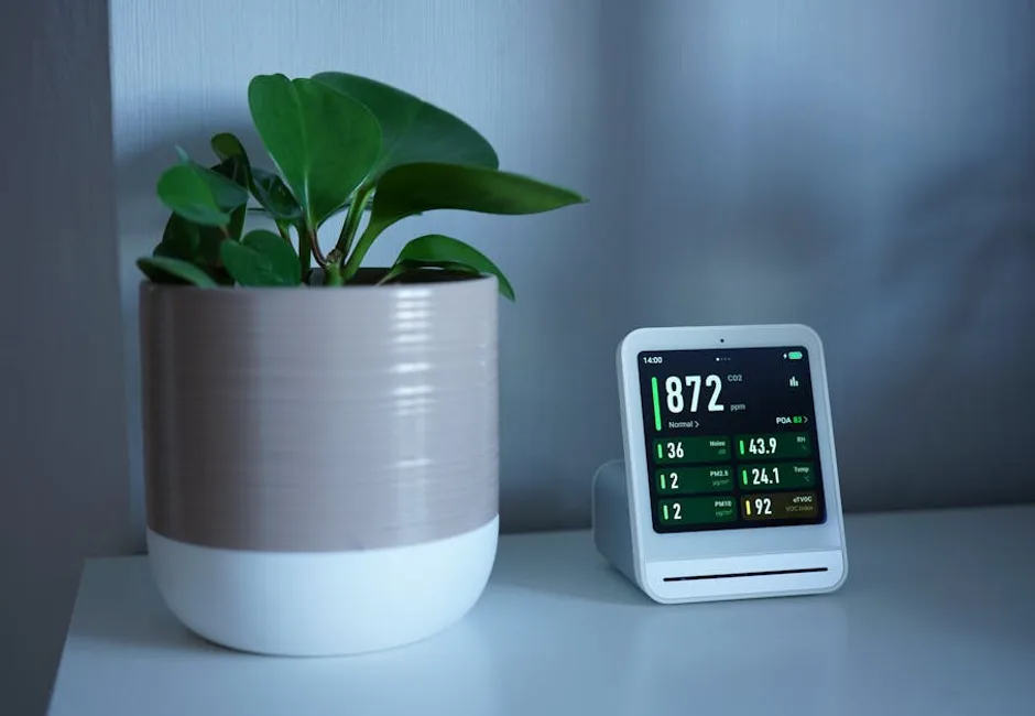 Indoor air quality monitor showing CO levels in a residential Ontario home