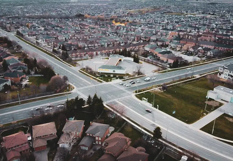 Aerial view of a residential neighbourhood in Toronto